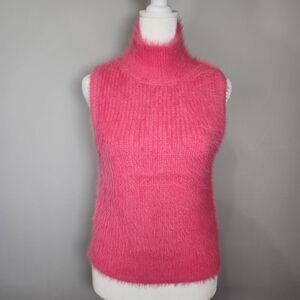 NWT Jessica Simpson Vibrant Pink Sleeveless Turtleneck Sweater